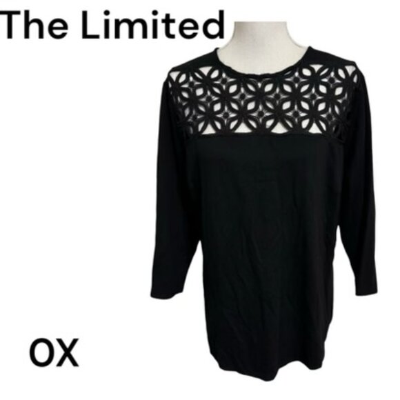 The Limited Tops - * ❤️THE LIMITED BLACK 3/4 SLEEVE TOP w/NECKLINE DETAIL   OX